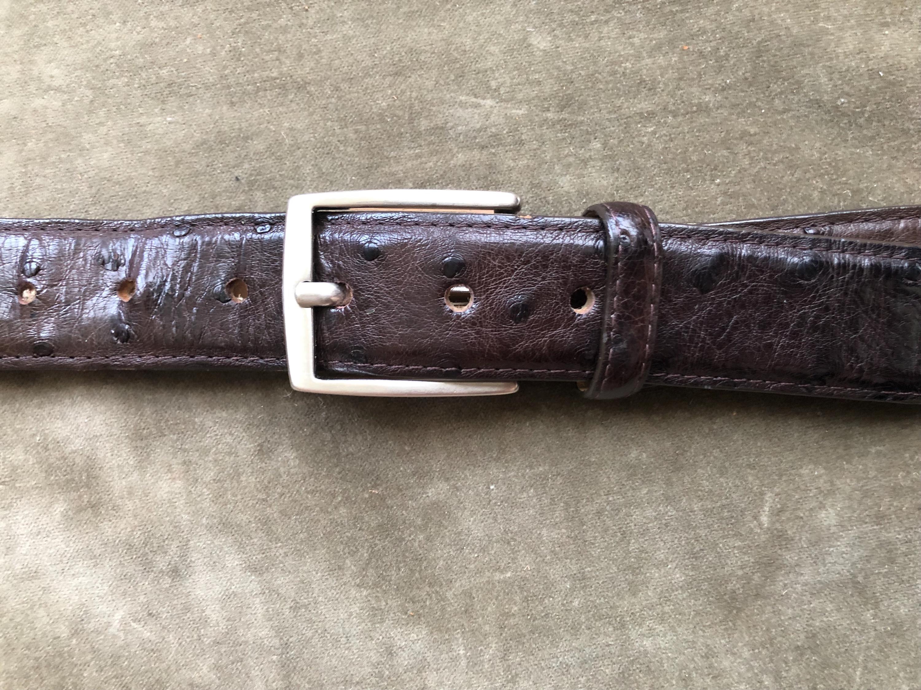 Vintage Genuine Ostrich German Silver Justin Belt B1104 - Vintage Cognac Ostrich Print Belt - Double J Saddlery main image 2