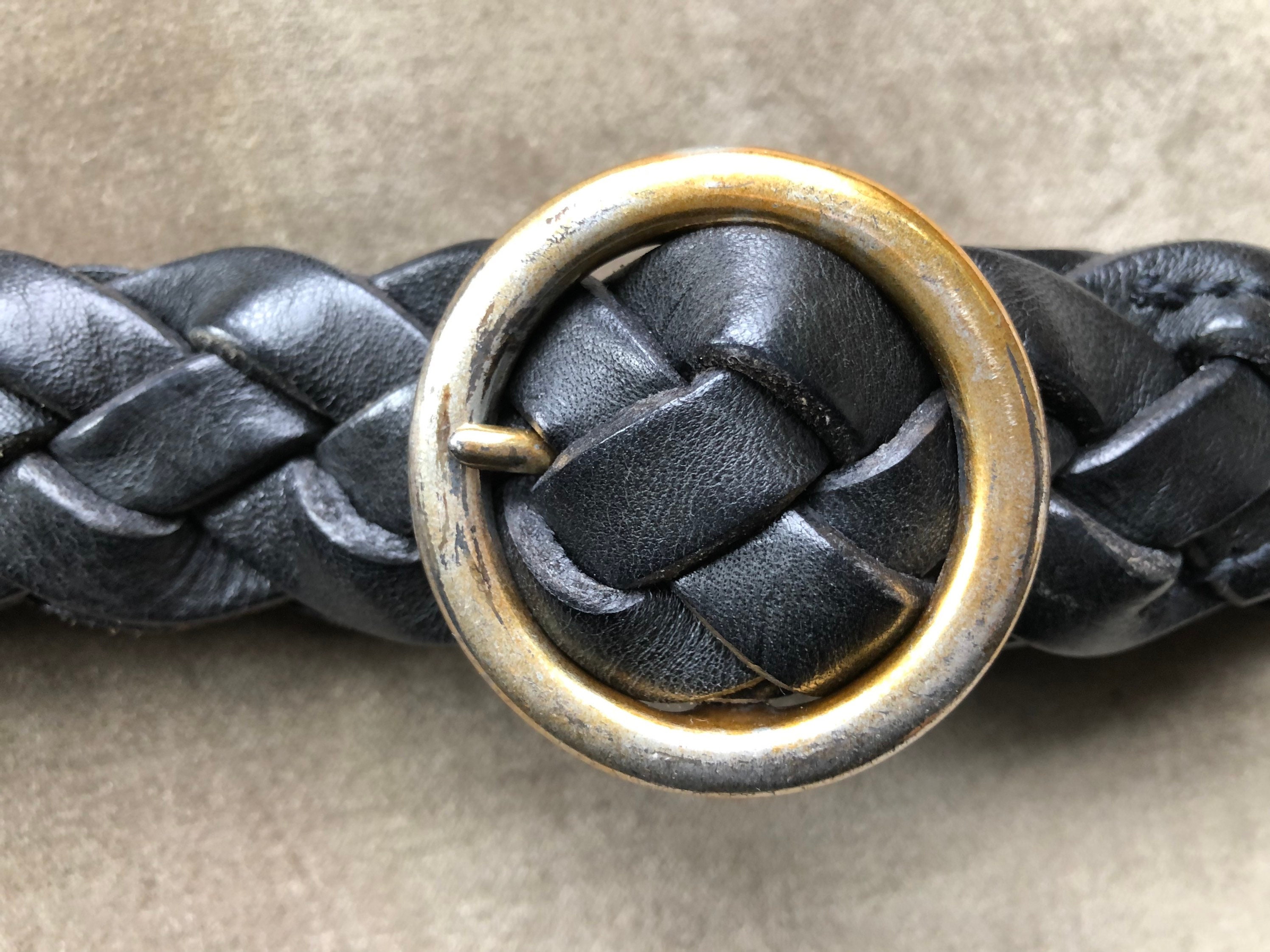 Premium Draping Chain Halter O Ring Belt Black Leather U.S.A. 
