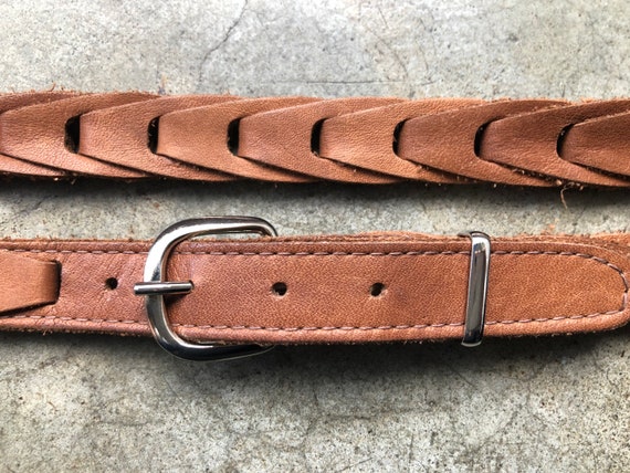 Vintage Brown Leather Belt with Unique Chain-Link Buckle Vintage Brown Leather Belt with Unique Chain-Link Buckle | eBay main image 4