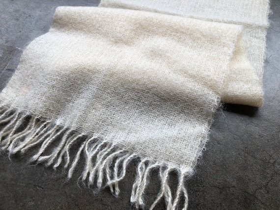 Mohair Sheer Woven Light Fuzzy Vintage Muffler Scarf Glentex Japan
