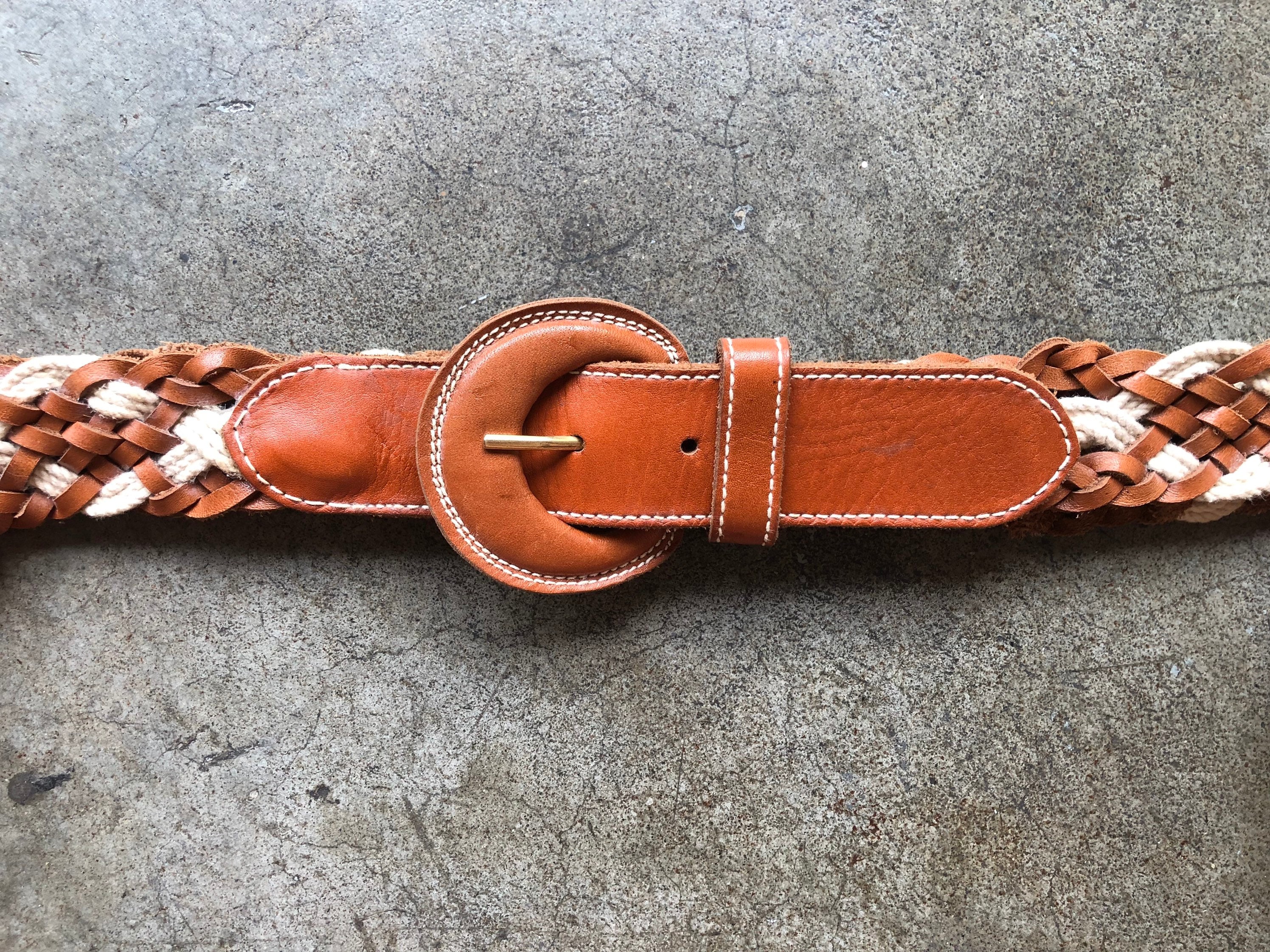 6347 3 Inch Wide Waspie Elastic Vintage Braided Buckle Waist Belt (brown vintage braided brown leather wide belt w/ leather buckle  main image 3