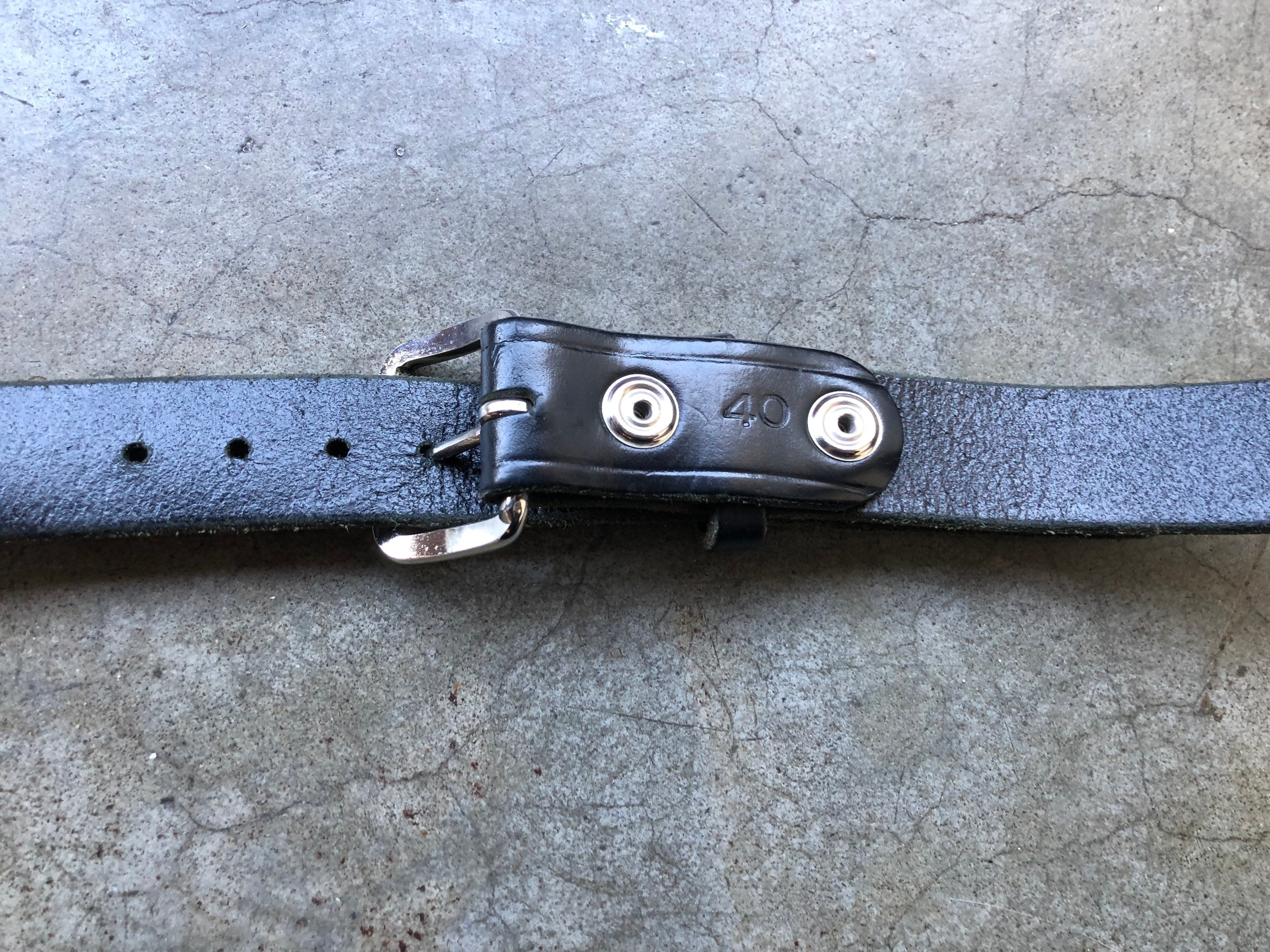 90s Thick Black Leather Work Belt Heavy Duty Wide Cowhide 