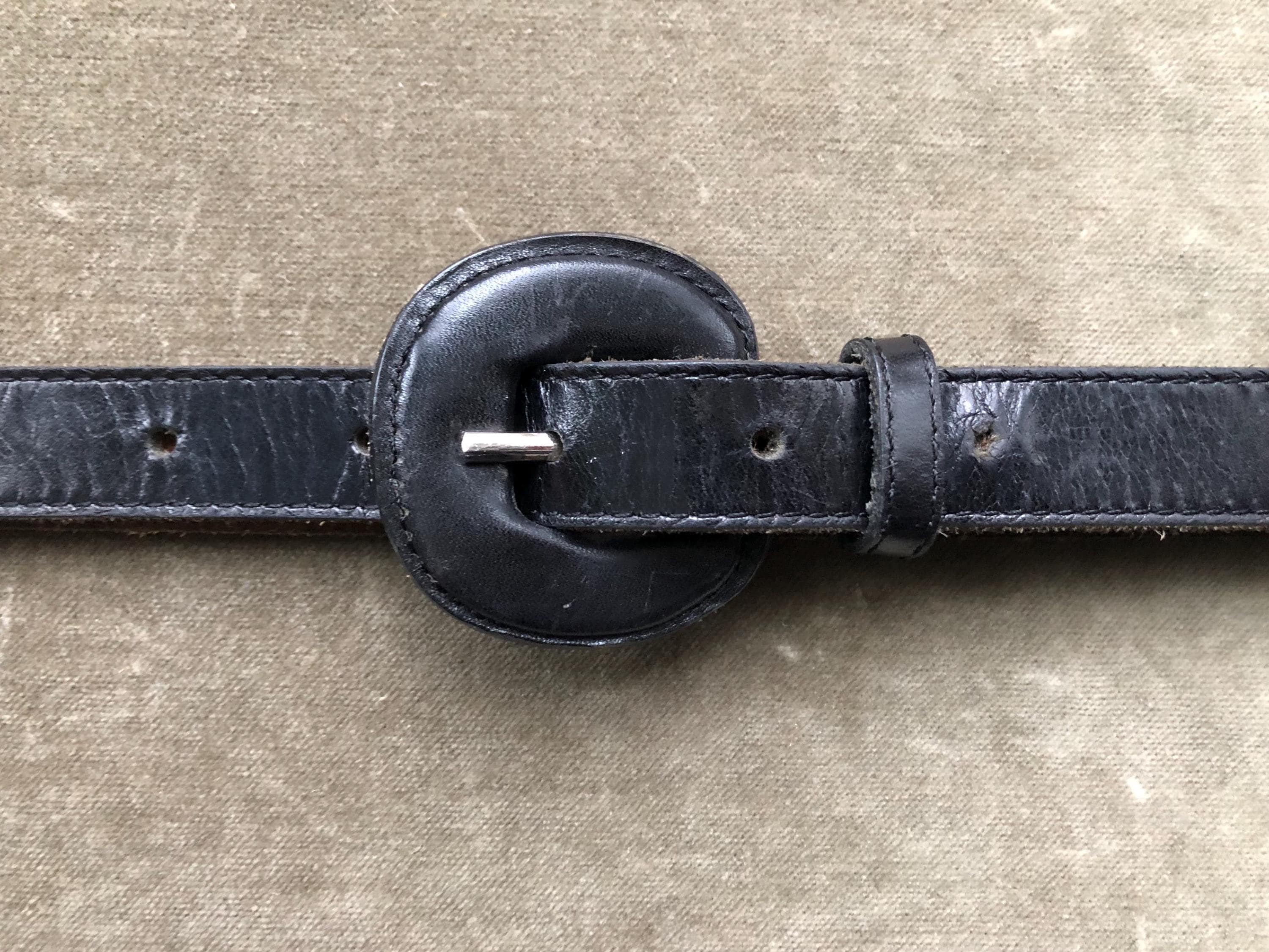Leather Belt Made In Uruguay Unique Vintage Belt Leather Belt With Gold Abstract Design Buckle Made In  main image 3