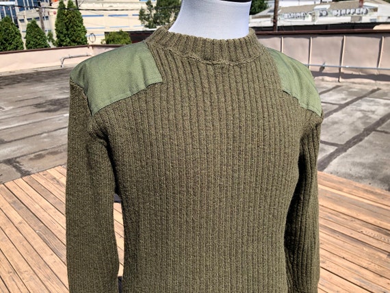Olive Green 80s Knitted Vintage Wool Blouse With Buttons On Top Paco Galwari Turtleneck Size 4042