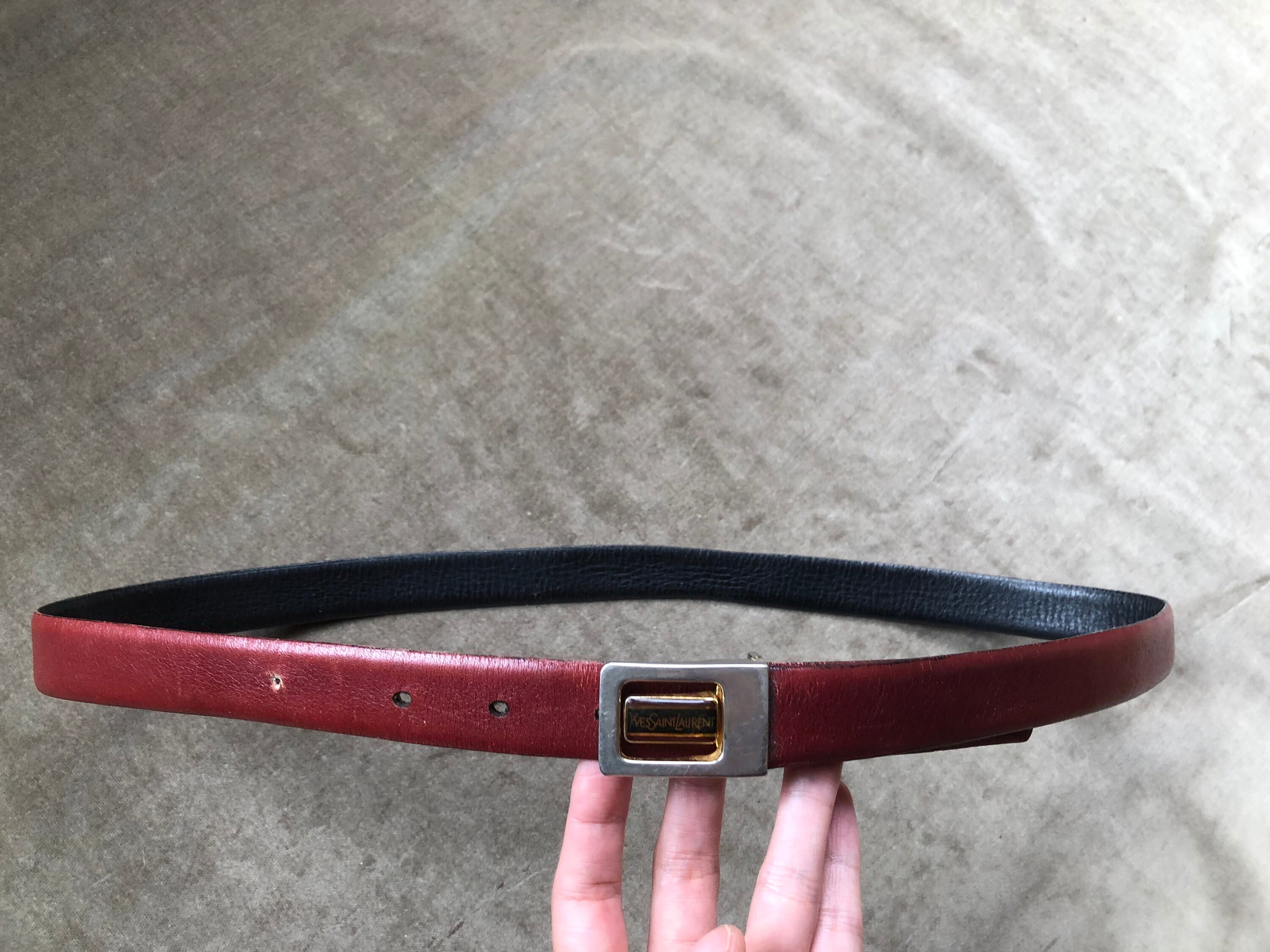 Vintage Yves Saint Laurent Retro Belt Enamel YSL Logo Clamp