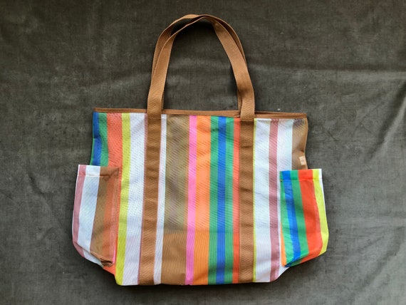 Large Sheer Mesh Candy Rainbow Stripe Retro See T… - image 7