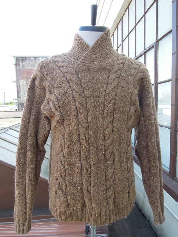 Antique Mens 1930s 40s Tan Camel Chunky Knit Fair… - image 3