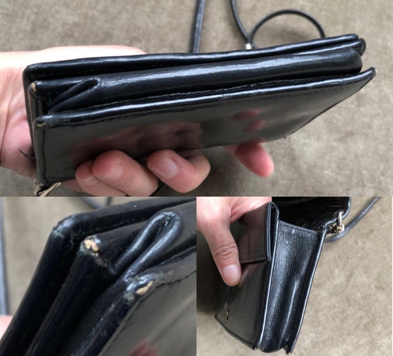 Mini Black Woven Leather Wallet Purse Shoulder Ba… - image 8