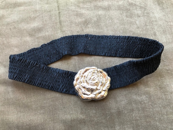 Y2k Bebe Black Scrunchy Black Smocked Stretch Elastic Belt  display picture 1