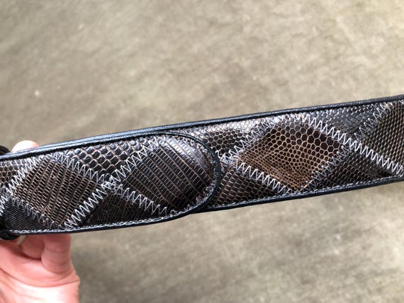 Western Lizard Croc Embossed Patchwork Black Gray… - image 7