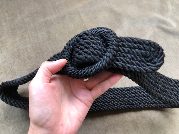 Chunky Thick Black Silky Satin Rope Woven Braided… - image 3