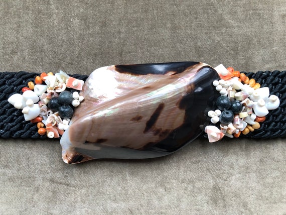 80s Seashell Mother of Pearl Sea Shell Mermaid Satin Rope  display picture 2