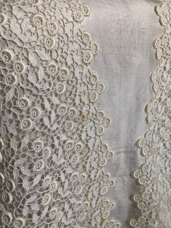 1940s Antique Silk Ivory White Cream Sheer Floral… - image 4