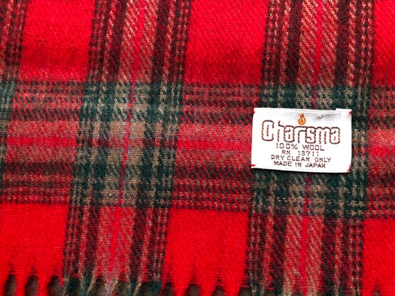 70s 80s Tartan Plaid Wool Woven Winter Neck Scarf… - image 5