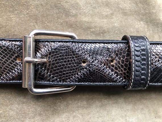 Western Lizard Croc Embossed Patchwork Black Gray… - image 1