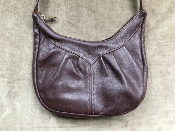 1970s Perfect Little Dark Brown Leather Retro Rounded Zip Top Bag Skinny Strap Shoulder Purse Handbag 70s Vintage Pouch Hobo Boho Small Nice Etsy