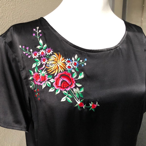 Bindi Black Floral Silk Top