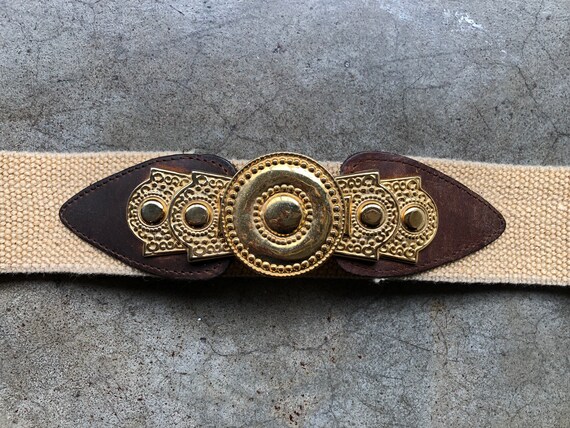 80s Southwestern Tan Brown Leather Belt Western s… - image 10