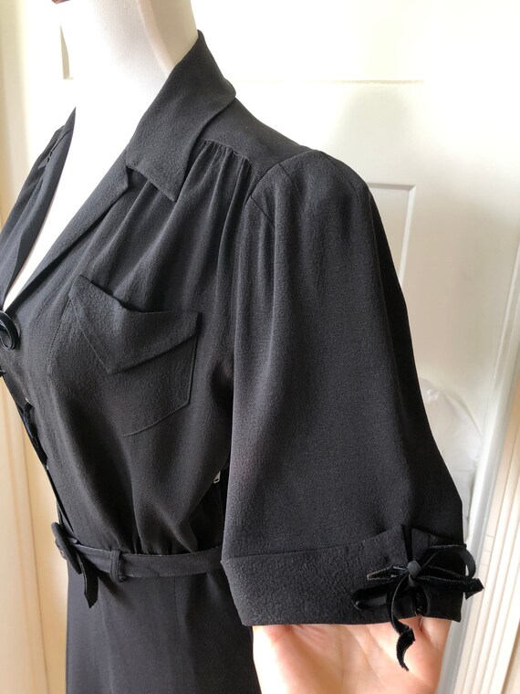 1940s Black Rayon Sexy Velvet Ribbon Crisscross L… - image 7