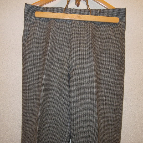 SALE Vtg Wool Tweed Pants Mini Checkered Houndstooth Weave Men's size 32 Waist x 31 Inseam Length