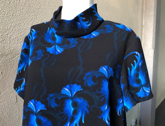 Rachel Comey Spooky Thistle Floral Print Black Dark Blue Blouse