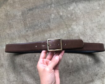 70s 80s Retro Black Brown Reversible Leather Trouser Belt