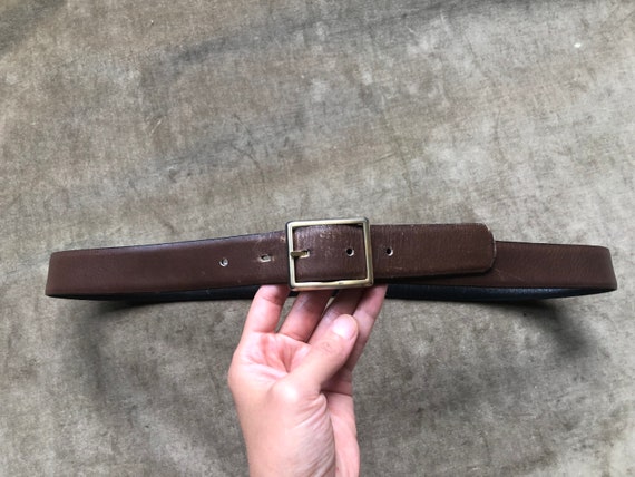 60s 70s vintage leather belt W29〜W34 60s 70s Retro Black Brown Reversible Leather Soft Belt M L