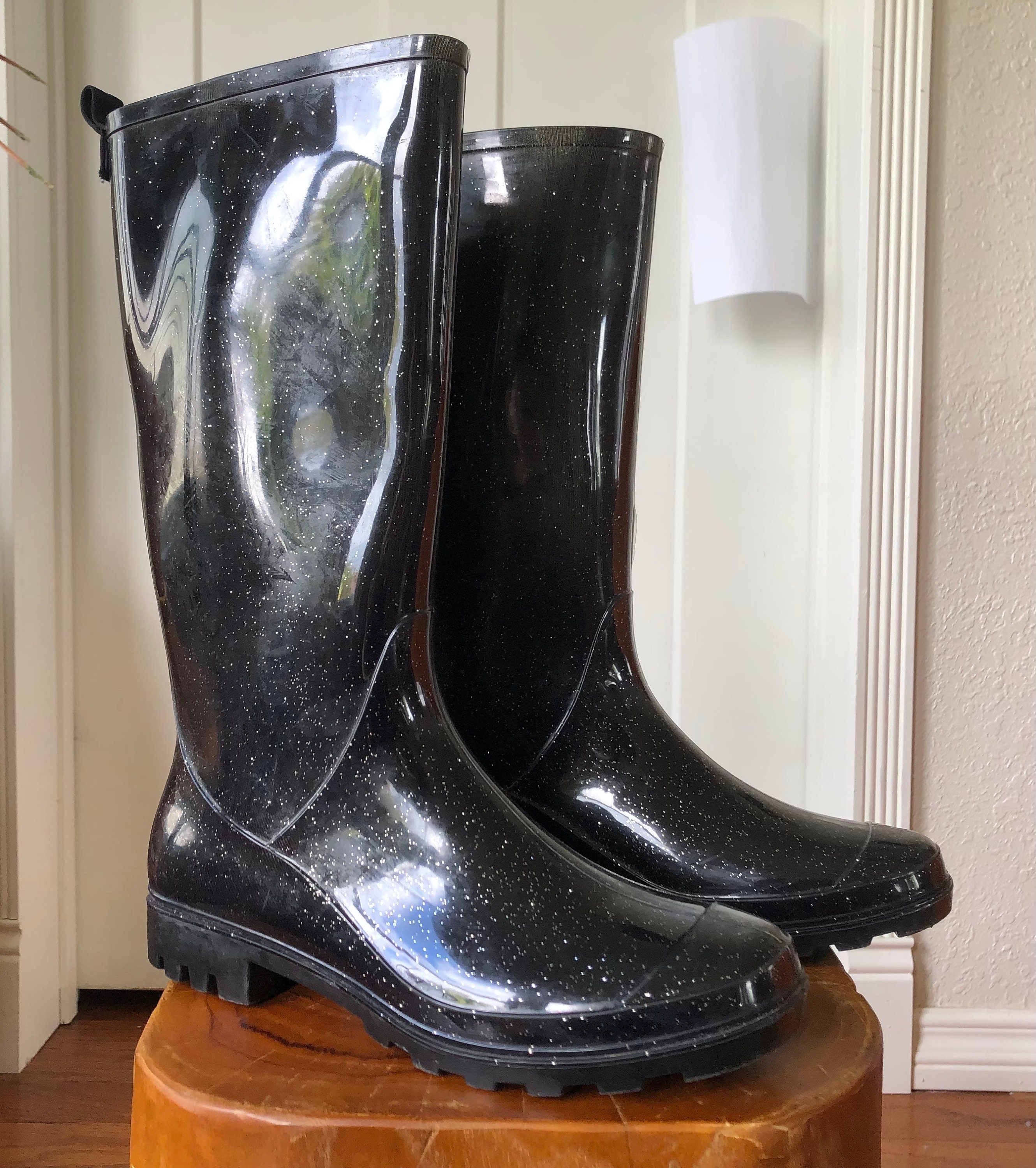Black Glitter Mid Calf Rubber Waterproof Galoshes Rain Boots Womens Slip on Vintage 1990s 90s Y2k Sparkly Size 7 7.5 8 Silver Patent Sparkle - Etsy Black Glitter Mid Calf Rubber Waterproof Galoshes Rain Boots Womens Slip on Vintage 1990s 90s Y2k Sparkly Size 7 7.5 8 Silver Patent Sparkle - Etsy