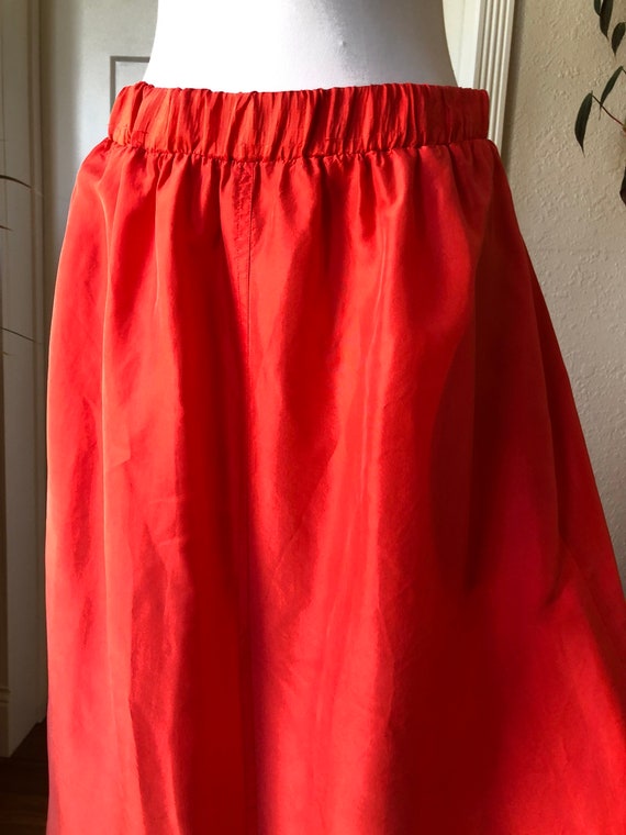 80s Silk Vibrant Coral Red Bright Lightweight Bre… - image 8