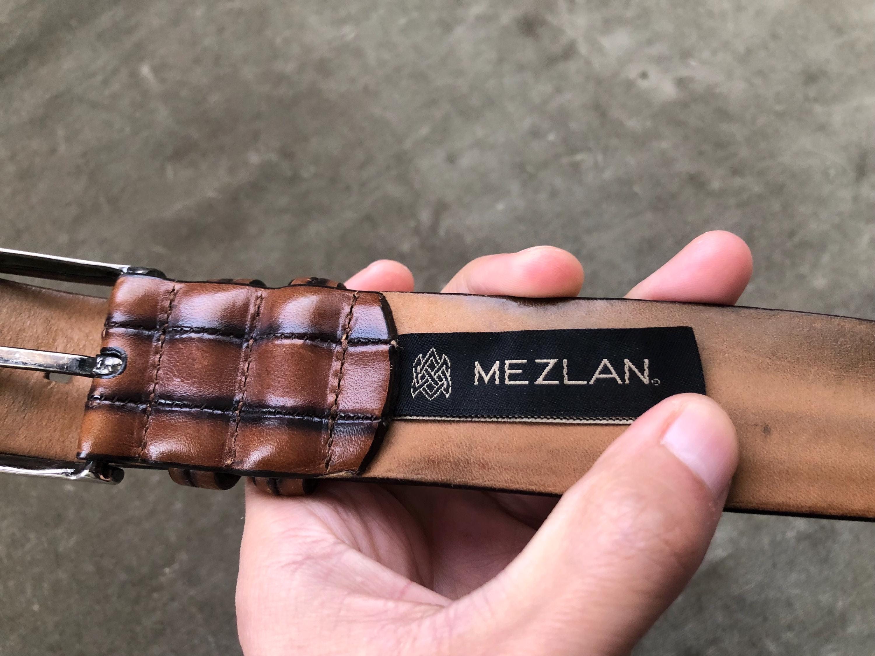 MEZLAN Woven Leather Belt Brown Silver Buckle Spain Size 38 Quiet Luxury Brown Leather Mezlan Belts for Men for sale | eBay main image 2