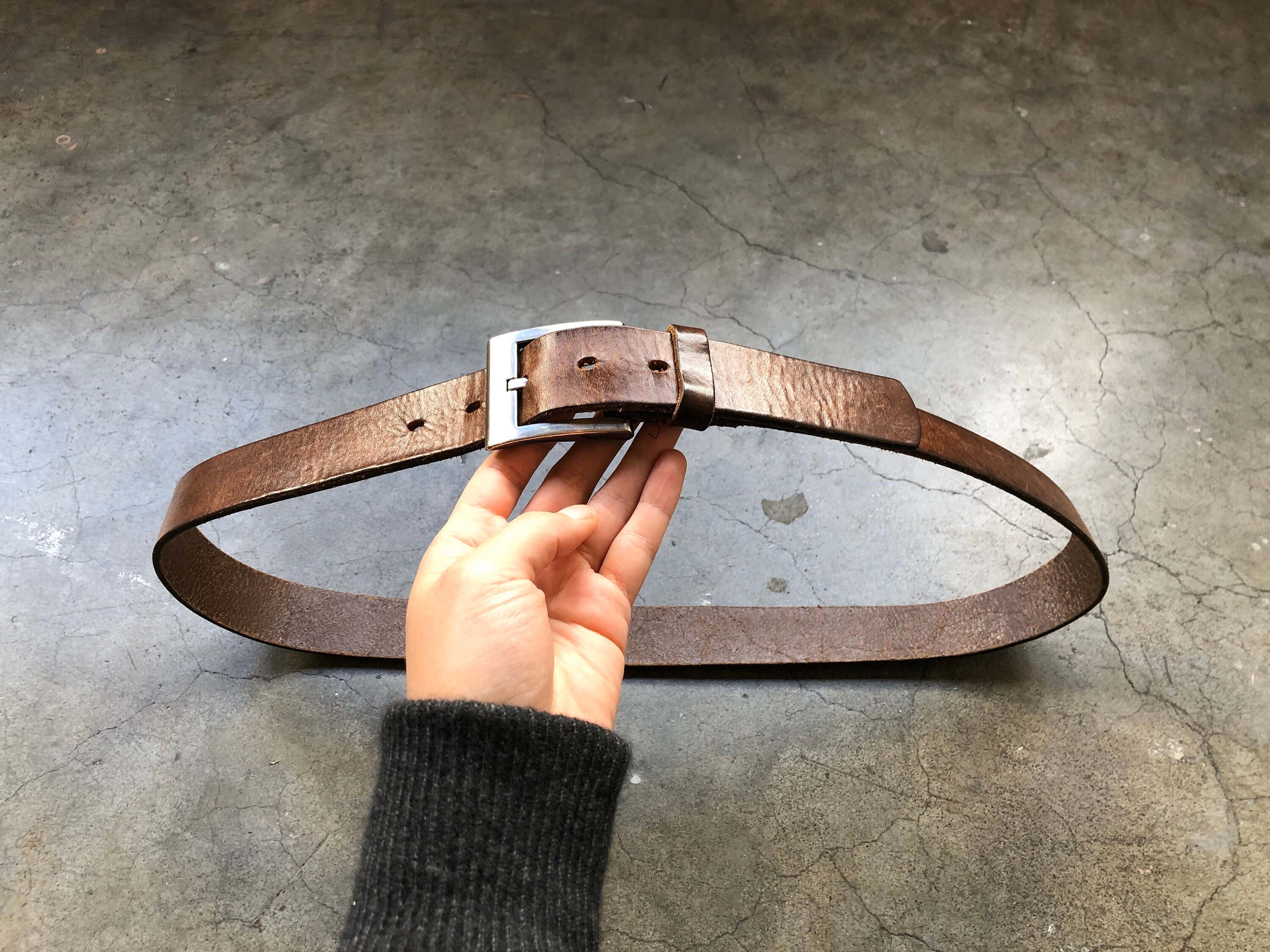 Italy イタリア製 90s ベルト 総柄 デザイン ブラウン 本革 レザー 90s Thick Brown Italian Leather Heavy Duty Grunge Belt 1990s
