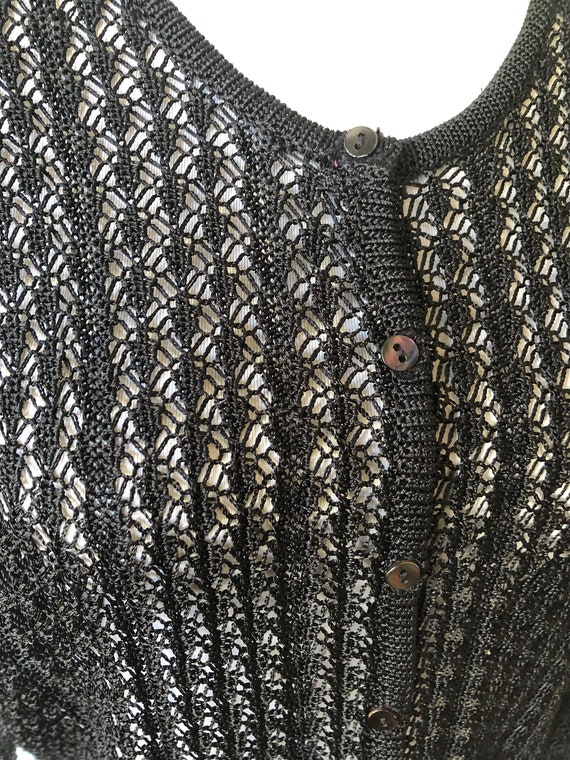 Sheer Lacy Knit Crochet Witchy Boho Black Cardiga… - image 5