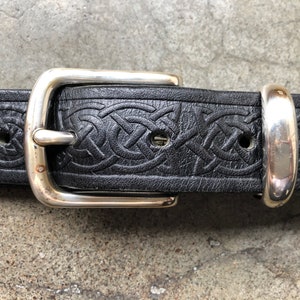 Lee River made in Ireland black leather belt Celtic knot 36” Lee River Goods Co Celtic Knotwork Belt With Buckle 100  main image 4