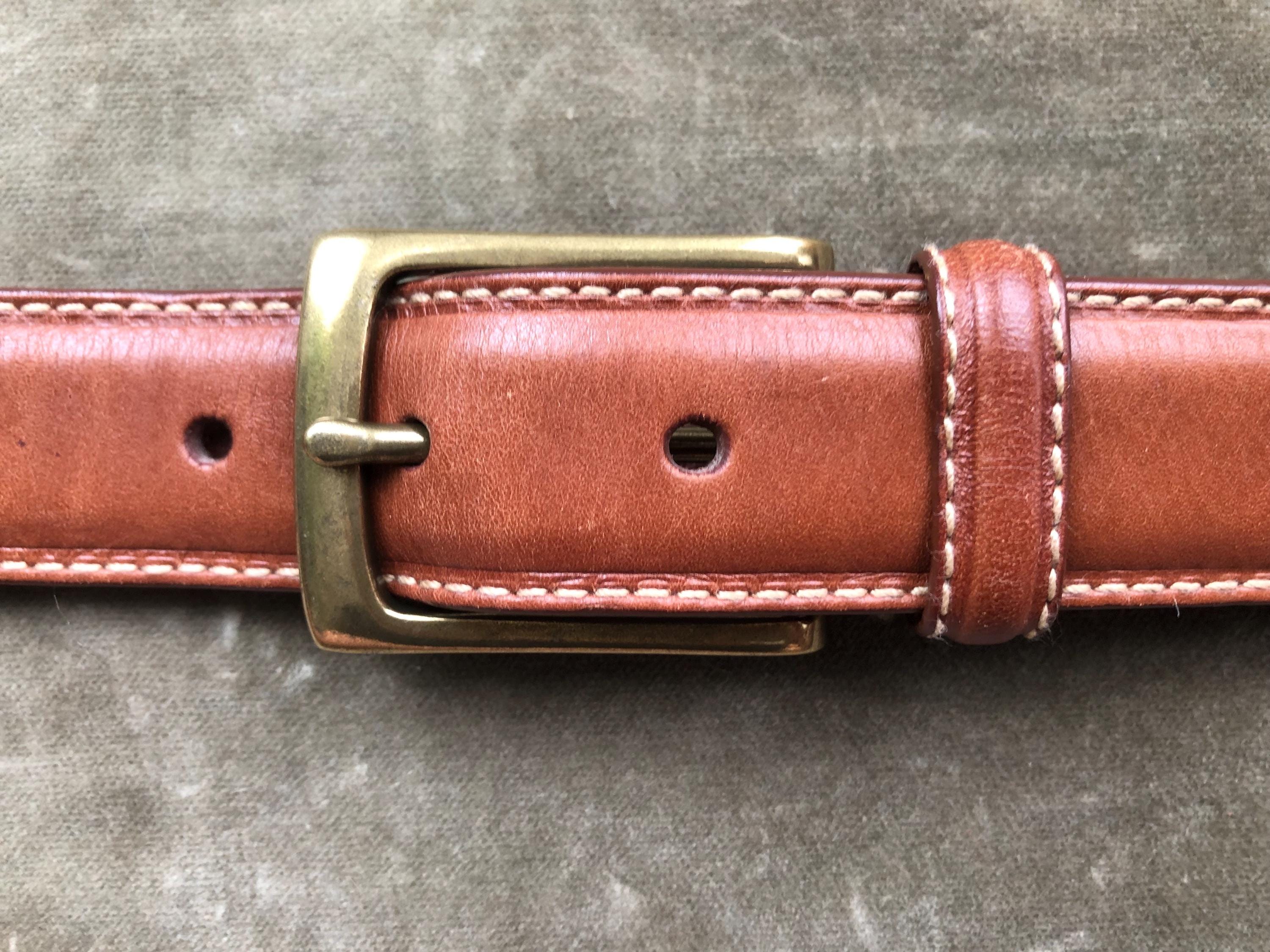 Polo Ralph Lauren Brown Cognac Tan Leather Slim Mens Dress 