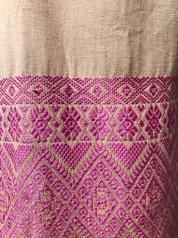 70s Handmade Cotton Woven Flared Boho Maxi Skirt … - image 7