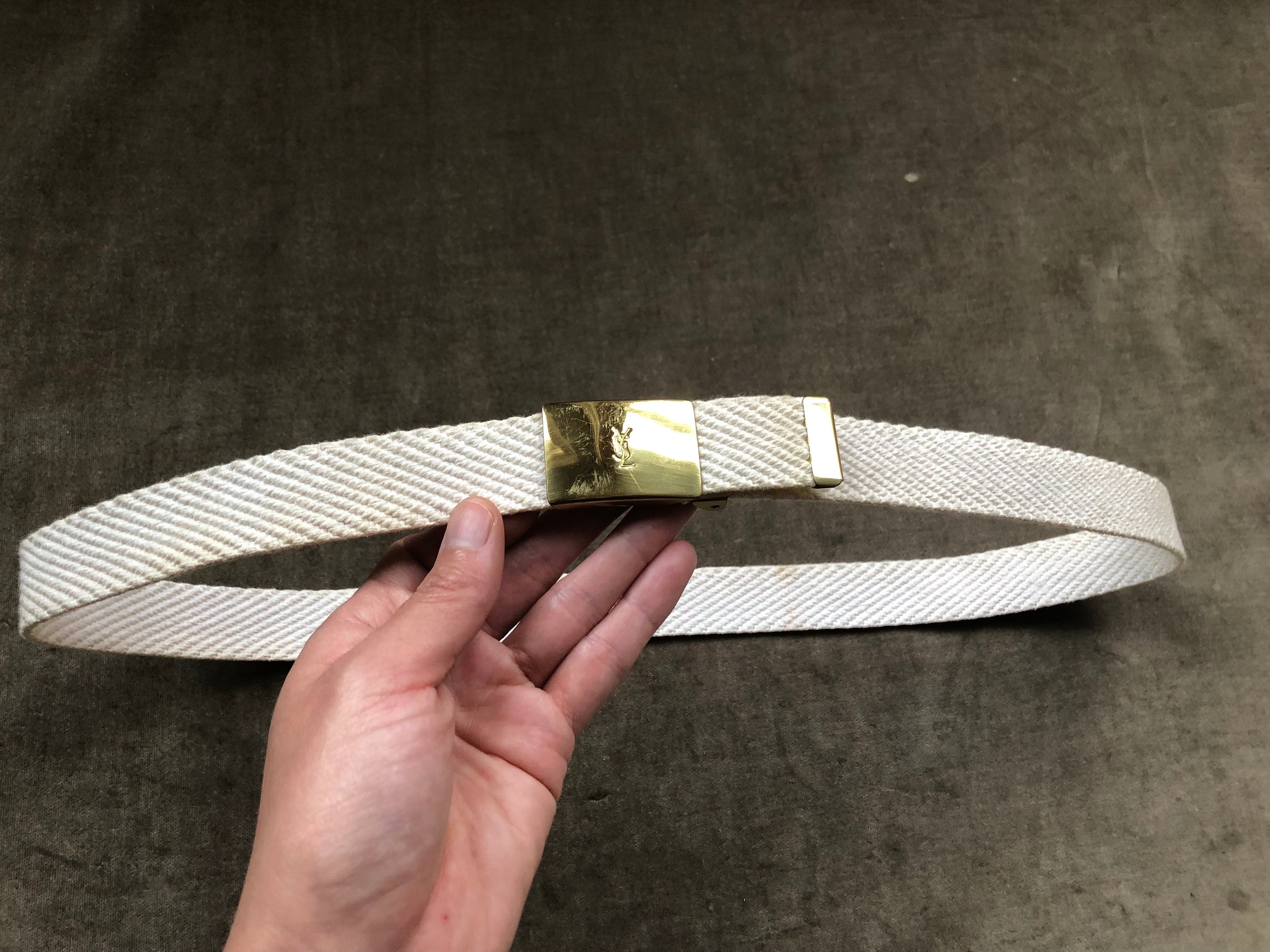 60s 70s YSL Yves Saint Laurent White Cotton Woven Ribbon