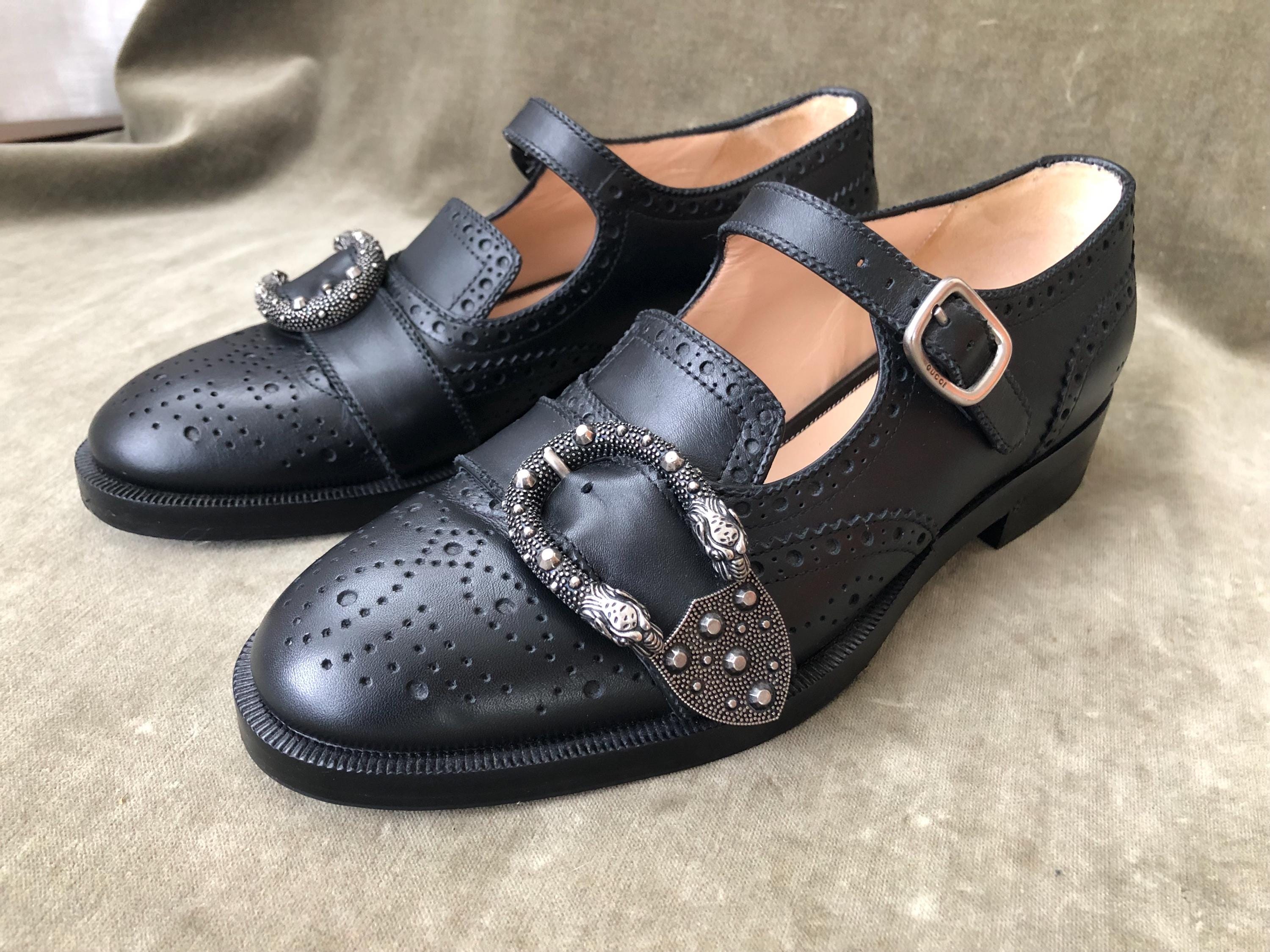 Auth GUCCI Dionysus Mary Jane Chunky Buckle Shoes Iowa Brogues