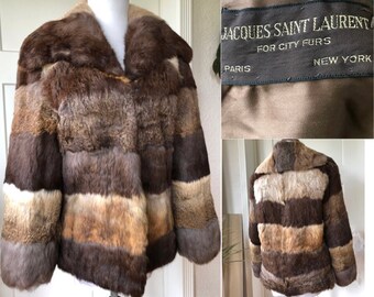 1970s Genuine Rabbit Fur Jacket Jacques Saint Laurent Paris France
