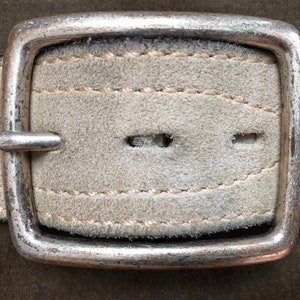 90s Thick Wide Soft Suede Leather Heavy Duty Fashion Belt Western White Contrast Stitching Size M L 1990s Grunge Light Gray 32 33 34 35 36