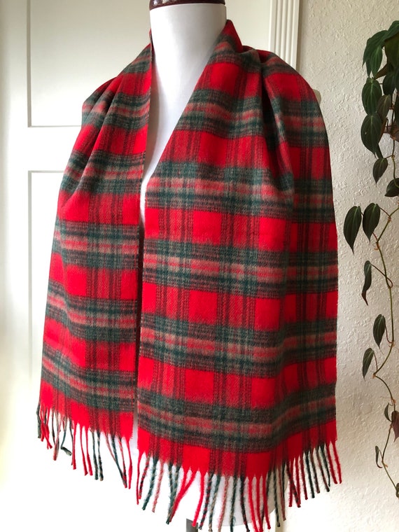 70s 80s Tartan Plaid Wool Woven Winter Neck Scarf… - image 7