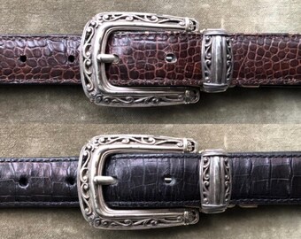 Ceinture Western Vintage Streets Ahead - Rouge - Taille S - Cuir Argenté - Occasion