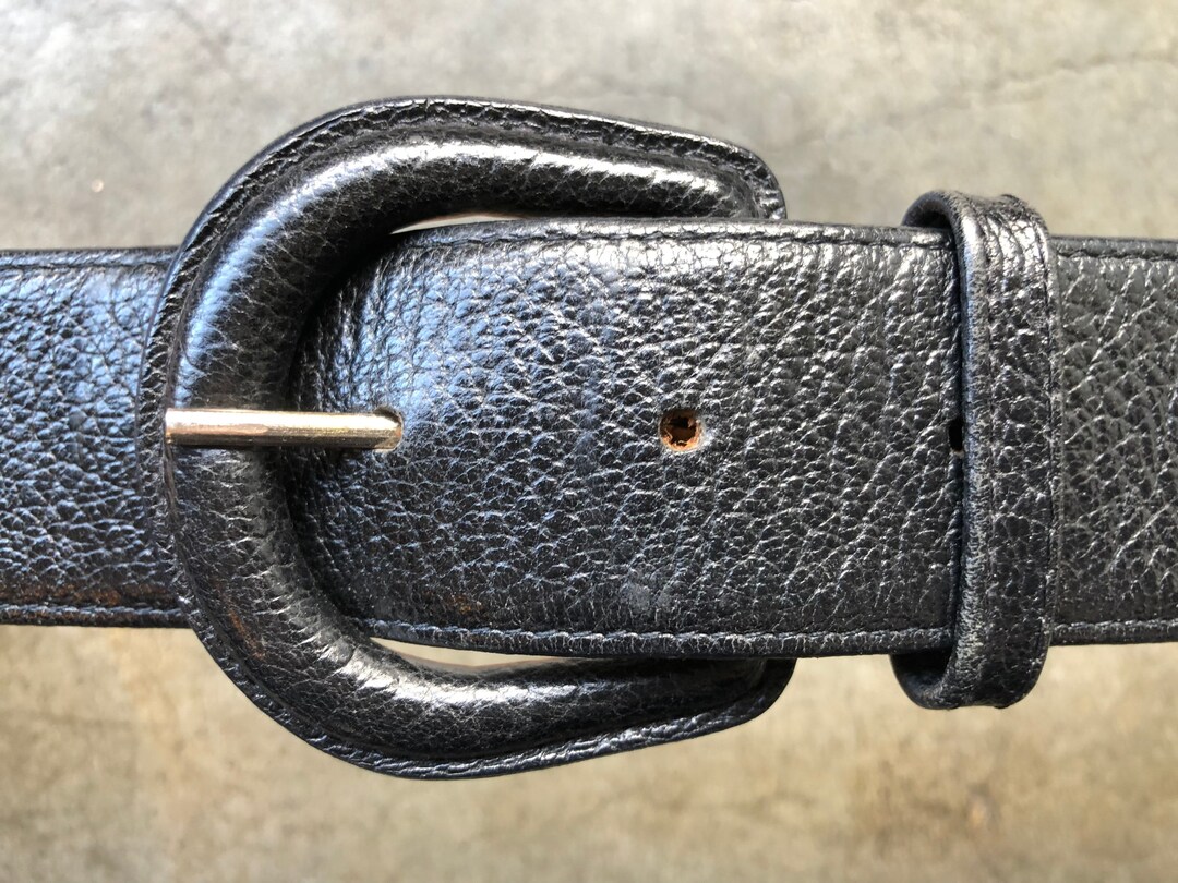 Vintage Belt Genuine Leather Belt Wide Belt Embossed Soft Pebbled Leather Black PAKA Men main image 2