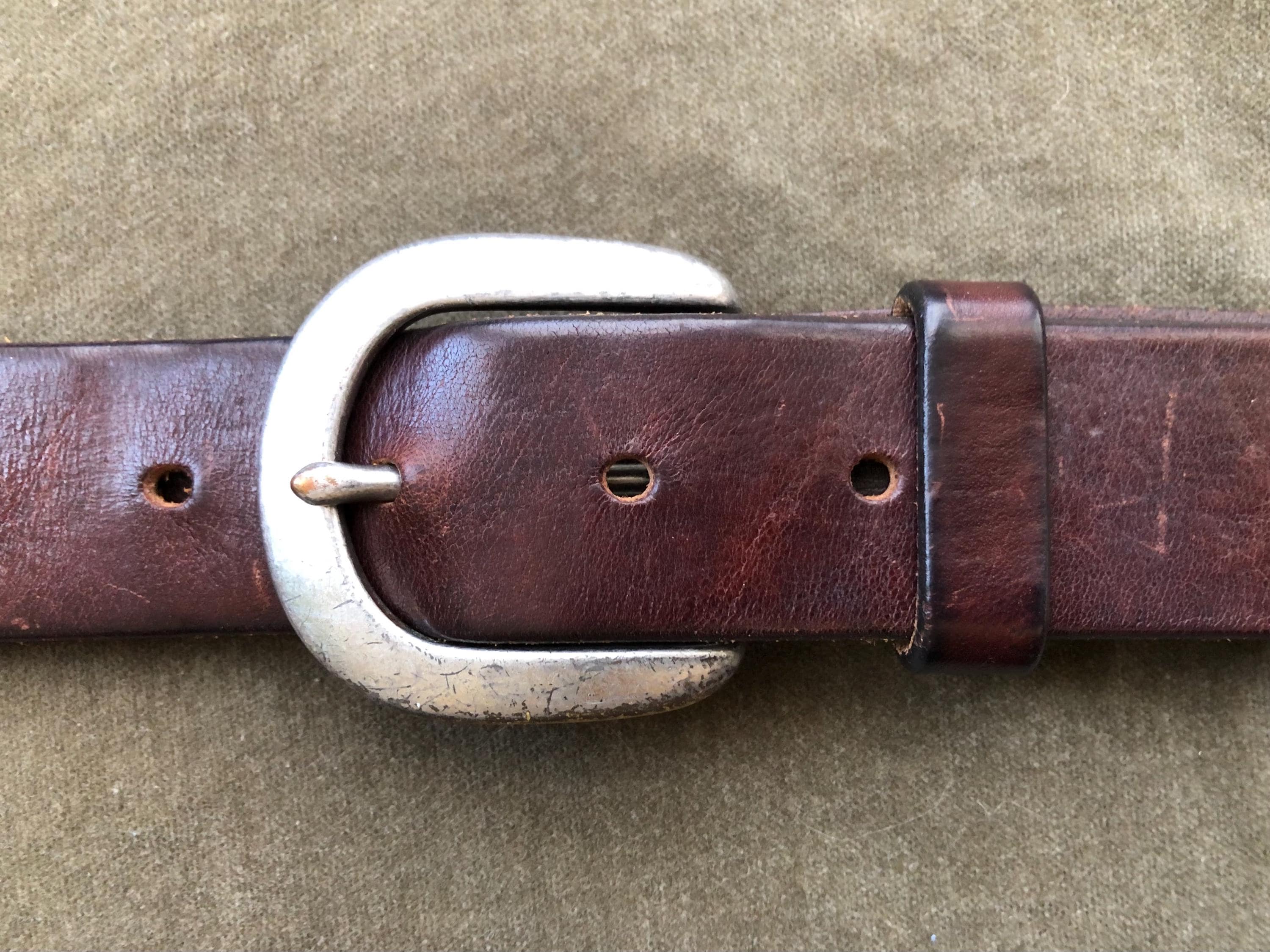 1990s Thick Dark Brown Italian Leather Belt Heavy Duty S M L  display picture 1