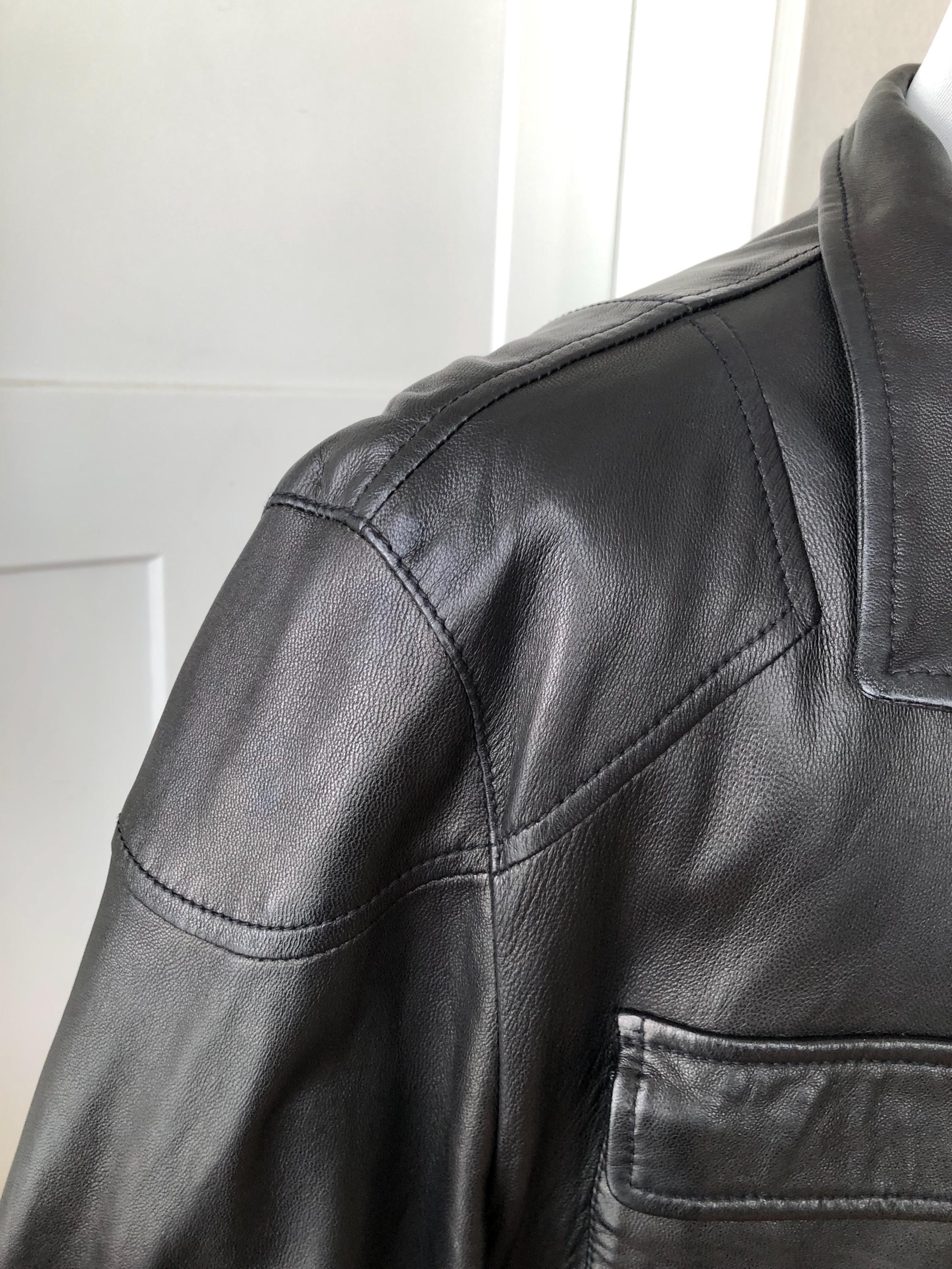 Mens Fratelli Rossetti Soft Black Leather Zip Field Jacket Trench