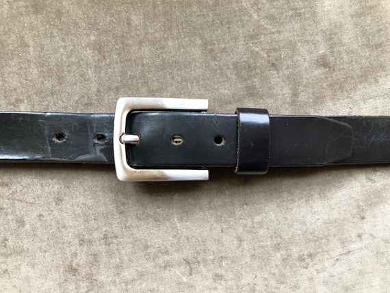 Thick Black Leather Work Belt Heavy Duty Chunky Brushed  display picture 2