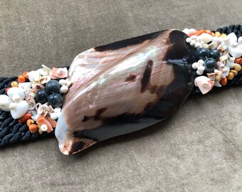 80s Seashell Mother of Pearl Sea Shell Mermaid Satin Rope  display picture 3