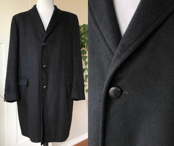 1950s 60s Pure Cashmere Mens Classic Soft Woven Black Flannel 3