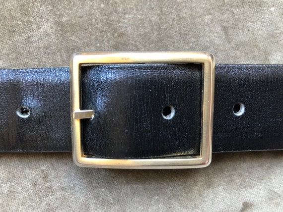 60s 70s Retro Black Brown Reversible Leather Soft Belt M L