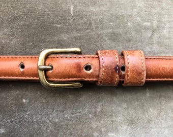 COACH Vintage Wide Dark Red Glove Tanned Leather Belt Round  display picture 2