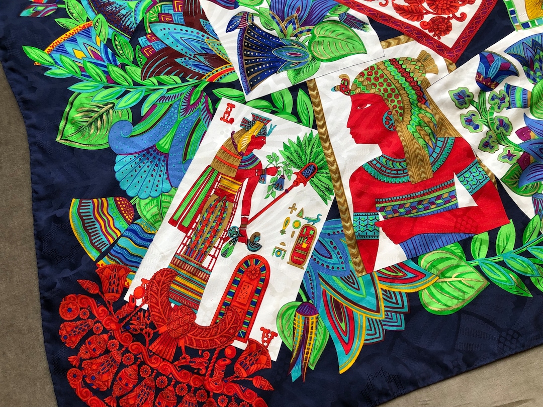 Lanvin Paris Large Silk Ancient Egyptian Print Mosaic Novelty